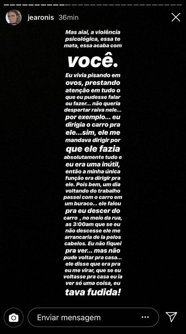 Stories @jearonis - Reprodução Instagram