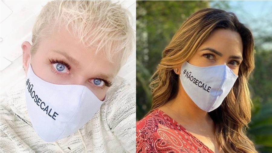 Xuxa e Patricia Abravanel usam máscara com a hashtag #NAOSECALE, contra o abuso sexual infantil - Reprodução/Instagram