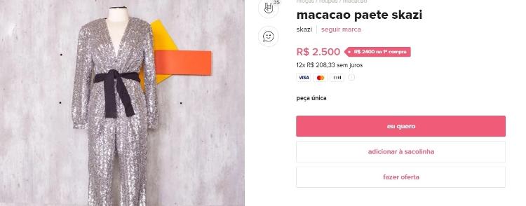 Macacão Skazi Juliette - Reprodução/Enjoei - Reprodução/Enjoei