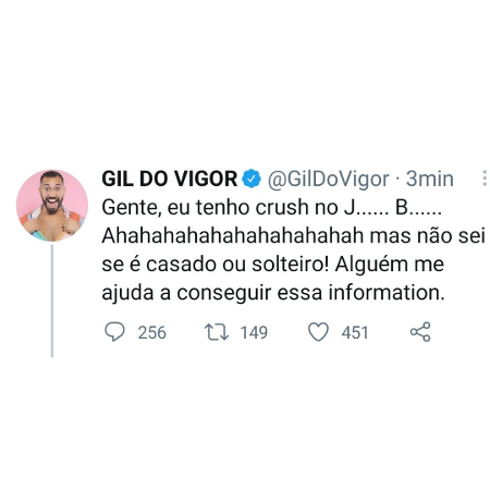 BBB 21: Gil fez tweet sobre crush misterioso e apagou - Reprodução/Instagram  - Reprodução/Instagram 