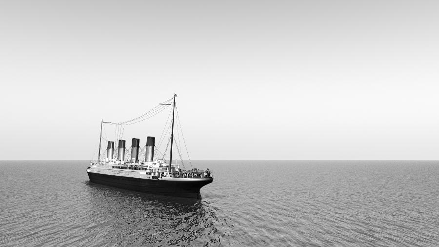 Uma reconstrução gráfica do que teria sido o Titanic no mar em 1912 - MR1805/Getty Images/iStockphoto