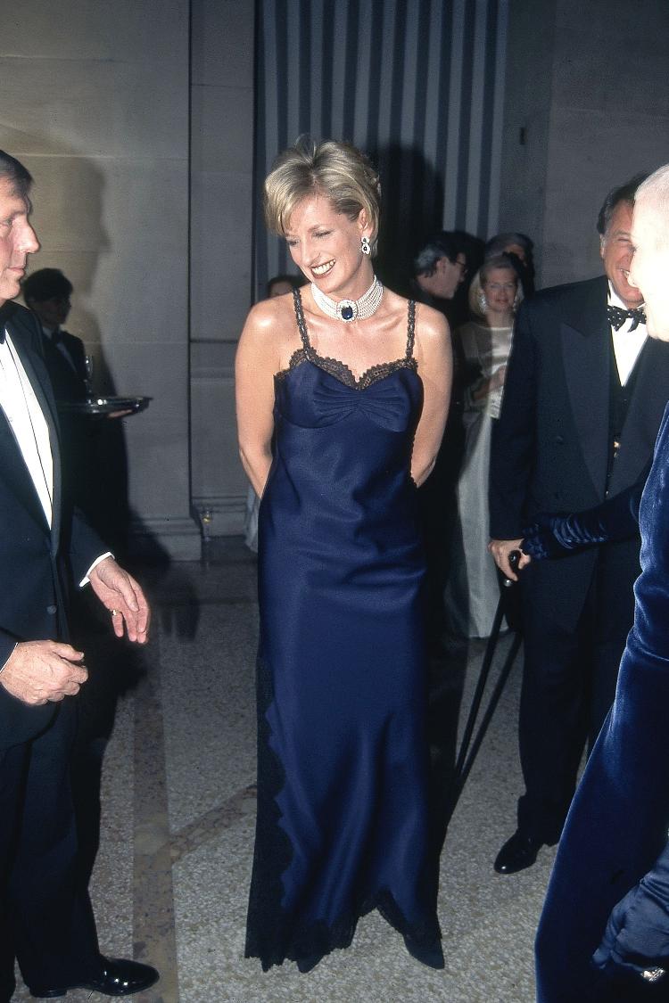 For the Met Gala, Diana wore a navy blue dress designed by John Galliano - Getty Images - Getty Images