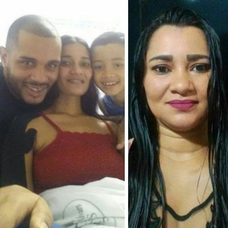 A professora de capoeira Jaqueline Ferreira em dois momentos: À esquerda, ao lado da família, ainda no hospital, se recuperando da síndrome guillain barre, e à direita em foto atual - Arquivo pessoal - Arquivo pessoal