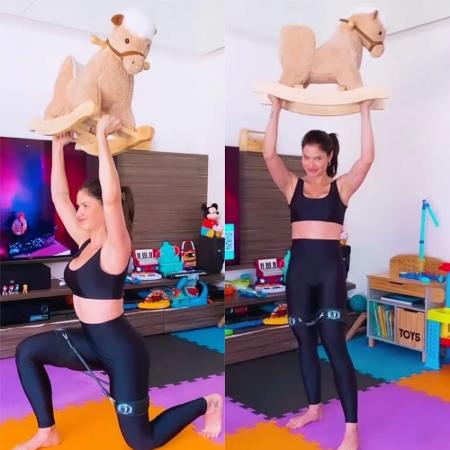 Andressa Suita treina usando brinquedo dos filhos - Reprodução / Instagram