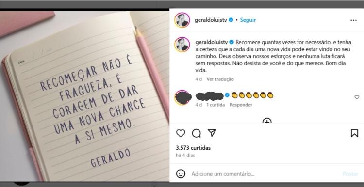 Geraldo Luís fez post reflexivo dias antes do anúncio oficial de que programas deixariam grade da RedeTV! Geraldo Luís fez post reflexivo dias antes do anúncio oficial de que programas deixariam grade da RedeTV!