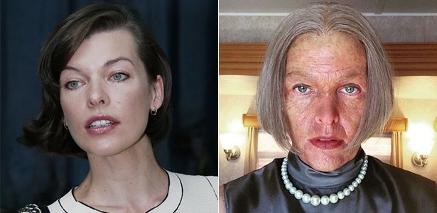 A atriz Milla Jovovich divulgou foto em que aparece maquiada como uma Alice de 85 anos para último filme da franquia "Resident Evil" - Gonzalo Fuentes/Reuters/Reprodução/Instagram/Millajovovich