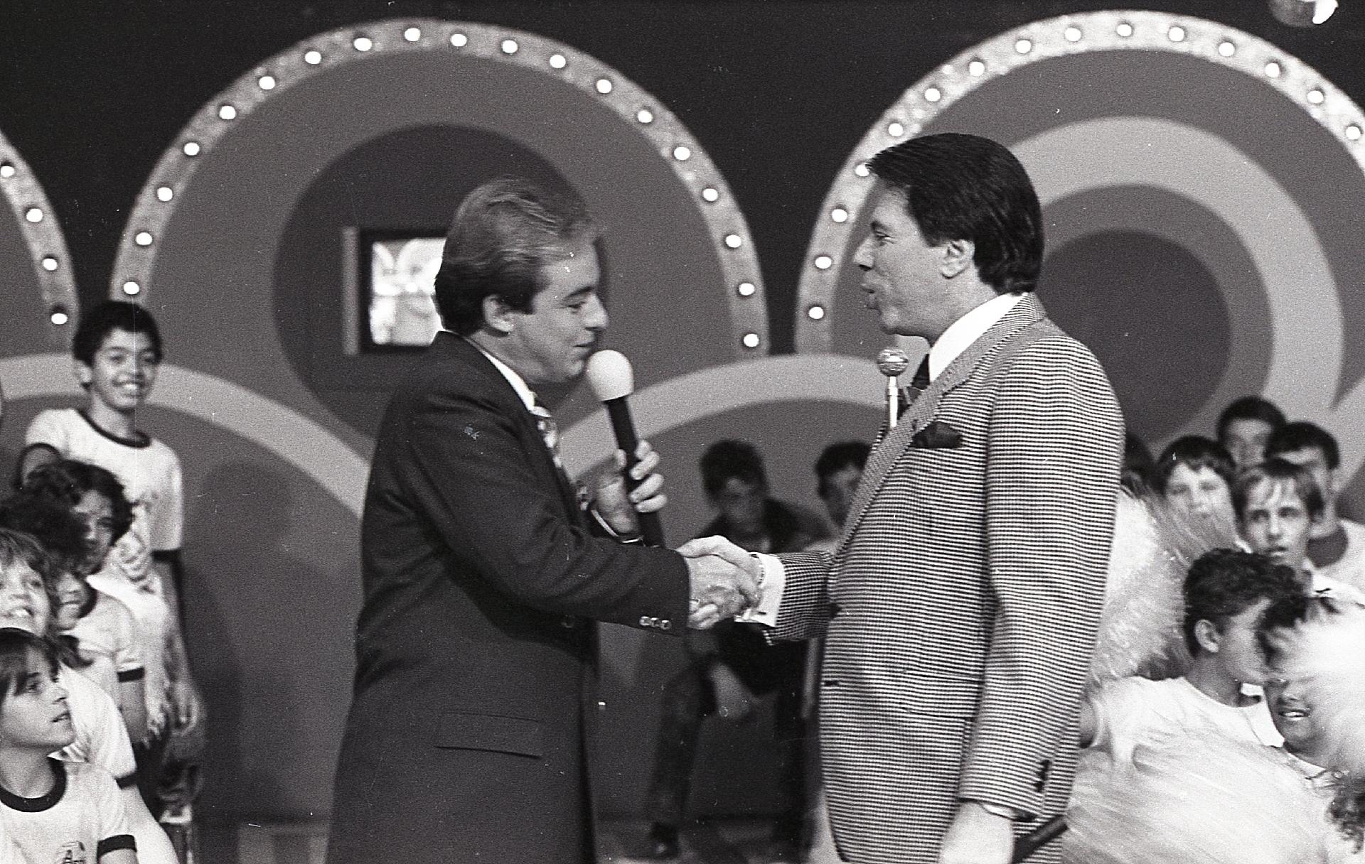 Gugu com Silvio Santos no "Roletrando" em 1988 - Moacyr dos Santos/SBT