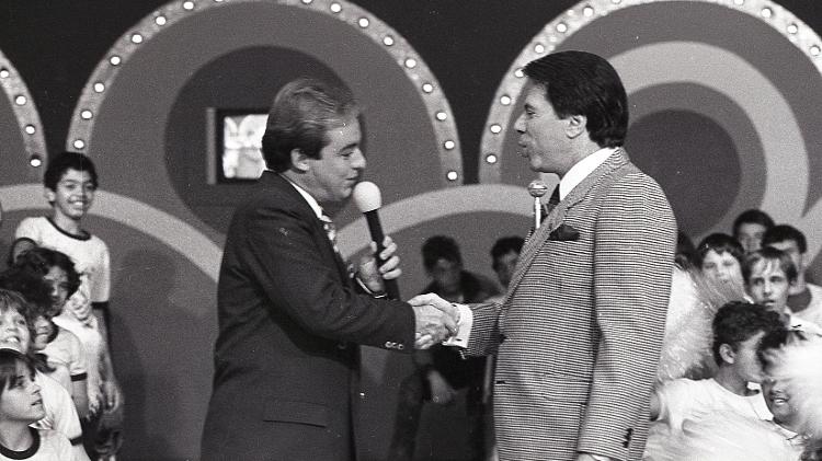Gugu e Silvio Santos se cumprimentam - Moacyr dos Santos/SBT - Moacyr dos Santos/SBT