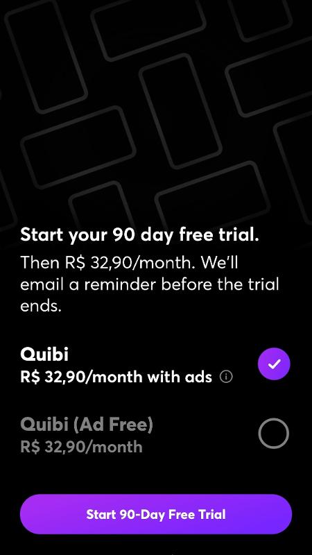 Tela inicial do Quibi com preço de assinatura - Reprodução/UOL - Reprodução/UOL