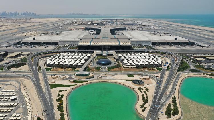 Vista aérea do aeroporto de Hamad 
