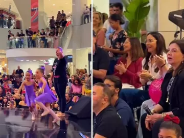 Ivete Sangalo é vista em apresentação das filhas em shopping