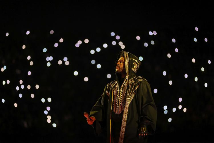 O cantor The Weeknd, na noite de sábado (7), em São Paulo