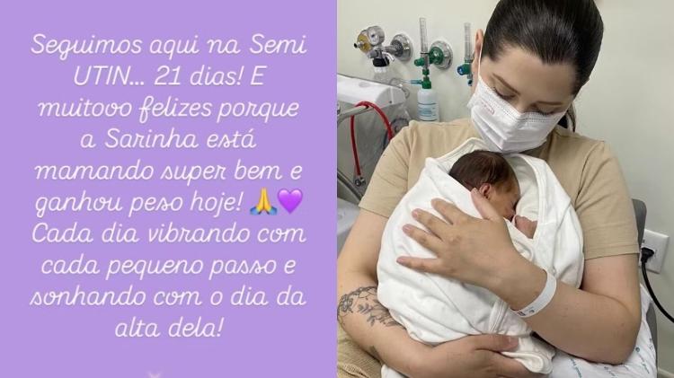 Ex-BBB Andressa Ganacin atualiza estado de saúde da filha, Sarah