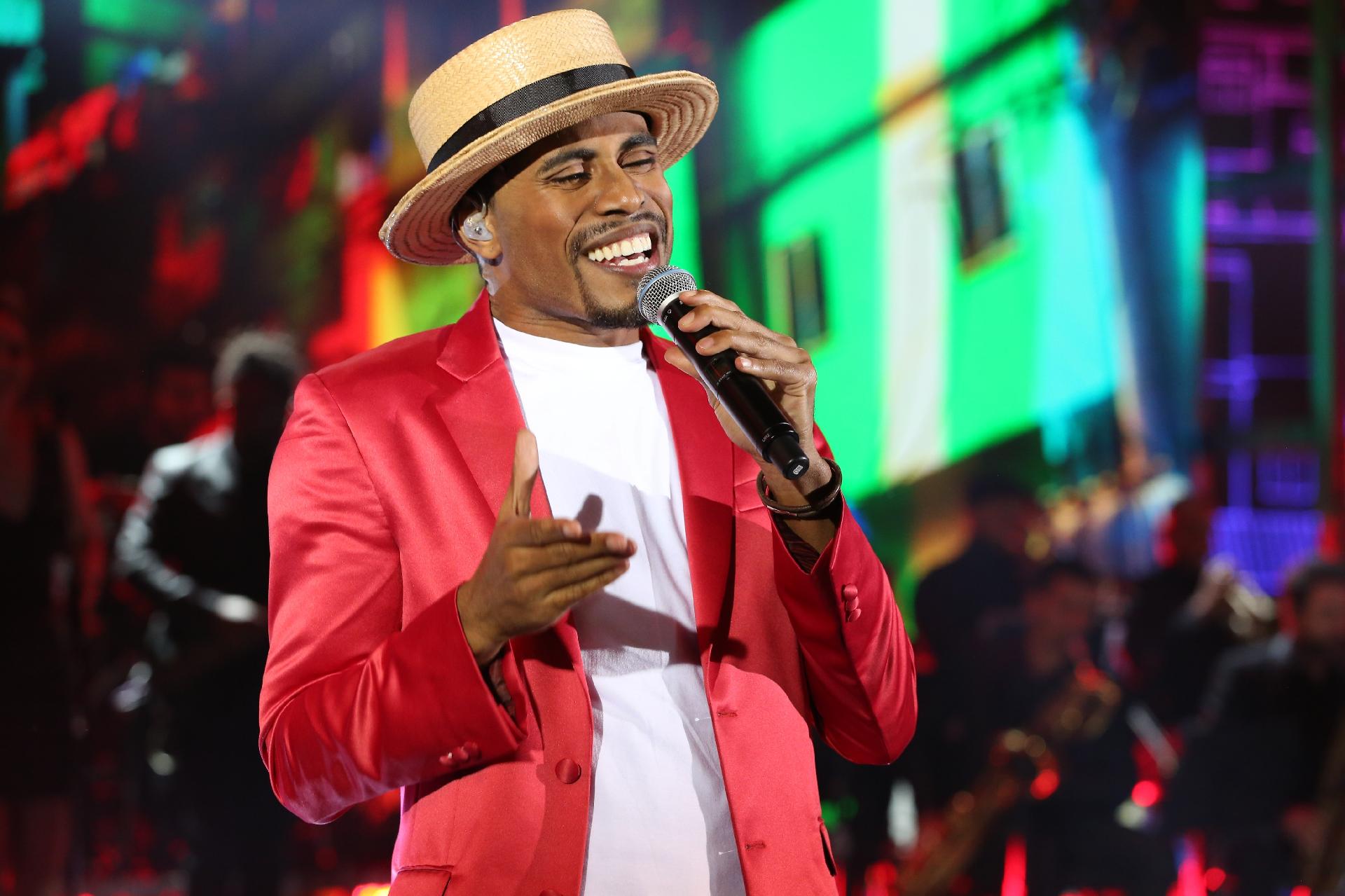 Ícaro Silva como Alexandre Pires no "Show dos Famosos" - Rodrigo Peixoto/TV Globo