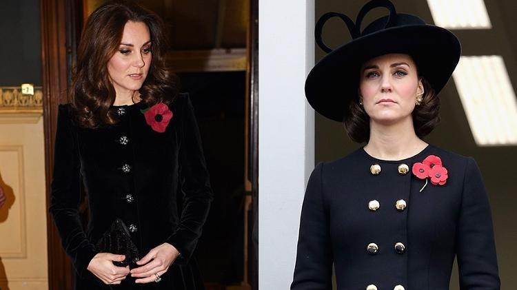 Kate Middleton no sábado (11) e no domingo (12), com cabelos bem mais curtos - Getty Images - Getty Images