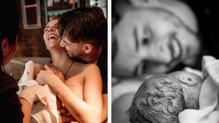 Junior e Monica Benini durante o nascimento do primeiro filho, Otto - Lela Beltrão/Divulgação - Lela Beltrão/Divulgação