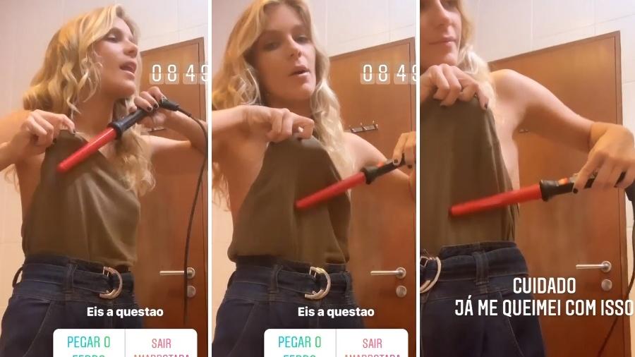 Isabella Santoni usando modelador de cachos - Reprodução/Instagram