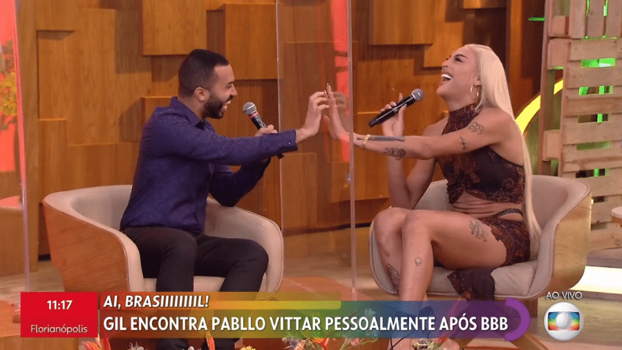 Gil do Vigor e Pabllo Vittar no "Encontro com Fátima Bernardes" - Reprodução / TV Globo