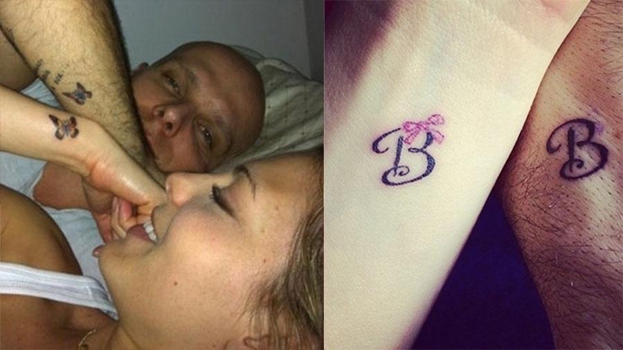 Sheilla Mello e Fernando Scherer, o Xuxa, têm dois desenhos iguais: uma borboleta no pulso e a letra "B", inicial de Brenda, a filha do casal - Reprodução/Instagram