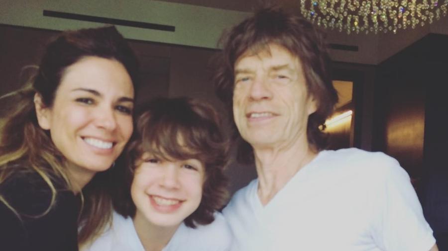 Luciana Gimenez, o filho Lucas -- hoje com 22 anos -- e Mick Jagger - Reprodução/Instagram