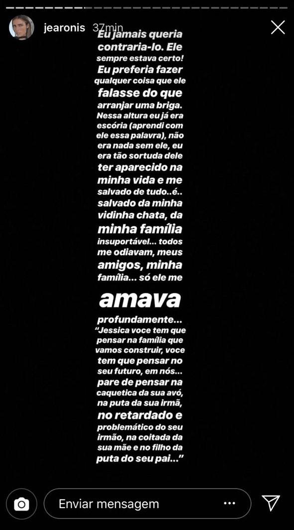 Stories @jearonis - Reprodução Instagram