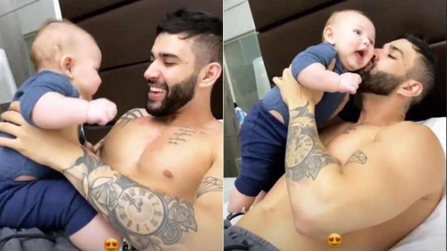 Gusttavo Lima com o filho caçula, Samuel - Reprodução/Instagram