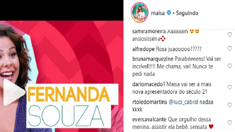Em post de Maisa, Bruna Marquezine se oferece para ir ao programa da apresentadora - Reprodução/Instagram - Reprodução/Instagram