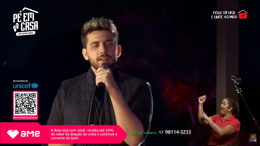 Sertanejo Gustavo Mioto fez live com sucessos e arrecadou doações  - YouTube / Reprodução