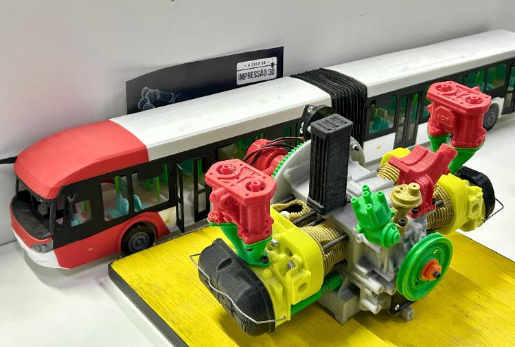Motor impresso em escala pelo Hub Tecnológico Otimiza InovaNex - Casa da Impressão 3D, em São Caetano do Sul