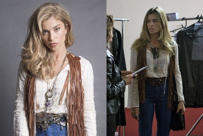 Os acessórios fazem toda a diferença no visual de Larissa (Grazi Massafera). A personagem pode repetir peças e variar os colares e cintos, ganhando um novo visual - Divulgação/TV Globo