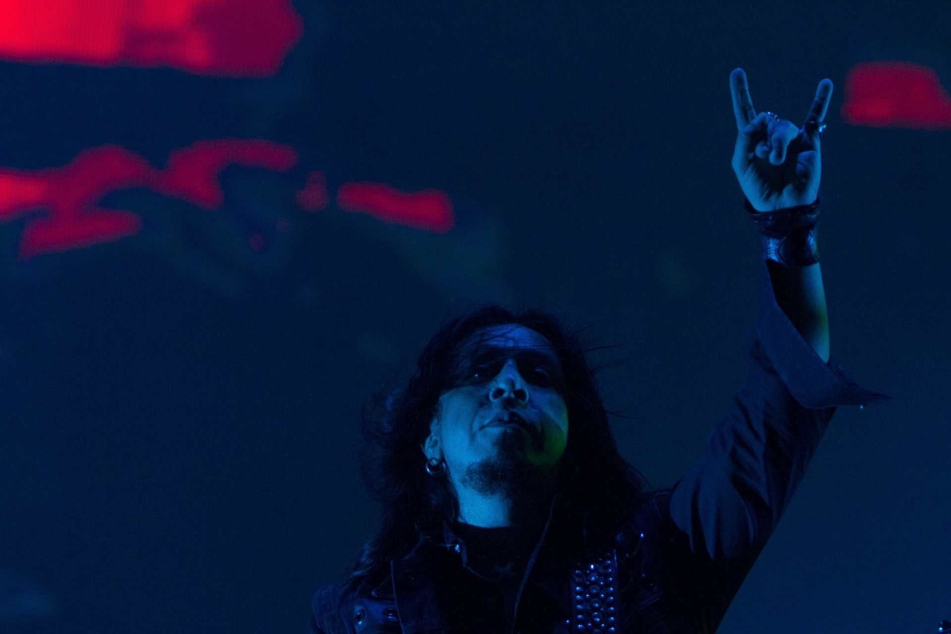 19.set.2015 - A banda de industrial Ministry se apresenta no palco Sunset, fundindo elementos do eletrônico e do metal. - Luciano Belford/Estadão Conteúdo