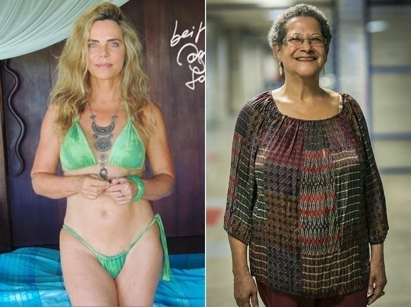 O que a atriz Bruna Lombardi e dona Geralda, participante do "BBB16", têm em comum? Ambas têm 64 anos - Reprodução/Instagram e Divulgação/TV Globo