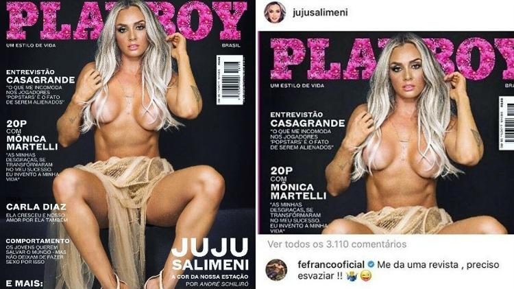 Capa de Juju Salimeni na Playboy e comentário inusitado de Felipe Franco - Reprodução/Instagram - Reprodução/Instagram