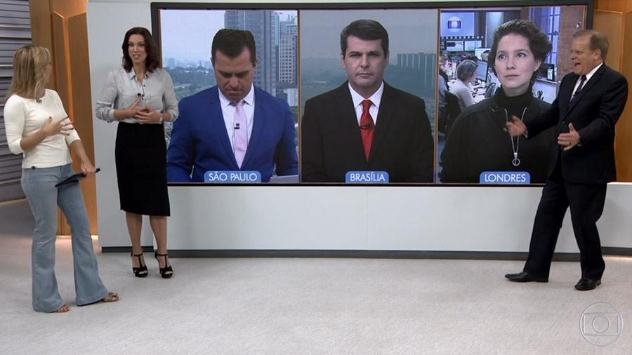 Chico Pinheiro imita lutador Lyoto Machida e dá um grito no "Bom Dia Brasil" - Reprodução/TV Globo 