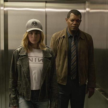 Brie Larson e Samuel L. Jackson em cena de "Capitã Marvel" - Divulgação