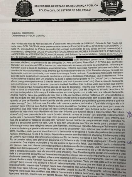 Depoimento de Lucas Penteado, feito em São Paulo - Reprodução - Reprodução