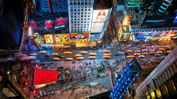 Vista aérea da Times Square, em NY Vista aérea da Times Square, em NY
