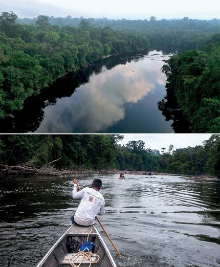 Navegar pelo rio Amapari requer a perícia dos proeiros para superar as corredeiras