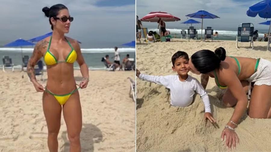 Rayane Figliuzzi, namorada de Belo, aposta em biquíni do Brasil - undefined