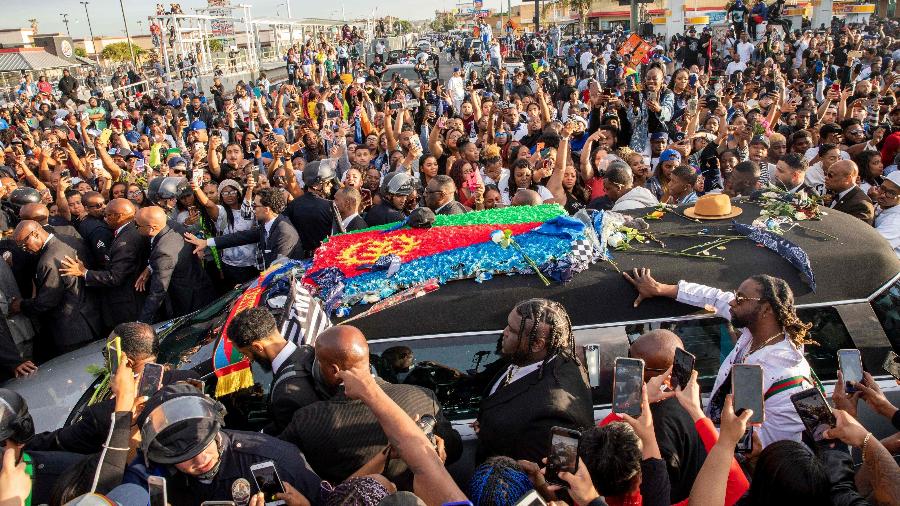 Cortejo fúnebre do rapper Nipsey Hussle em Los Angeles - Kyle Grillot/AFP