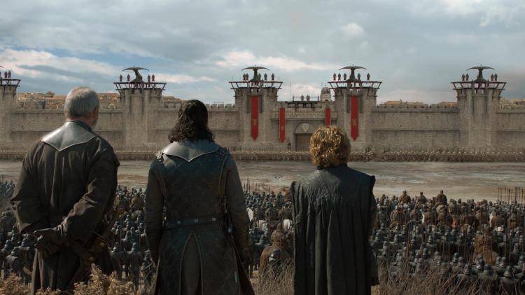 Davos Seaworth (Liam Cunningham), Jon Snow (Kit Harington) e Tyrion Lannister (Peter Dinklage) em cena de "Game of Thrones" - Divulgação/HBO - Divulgação/HBO