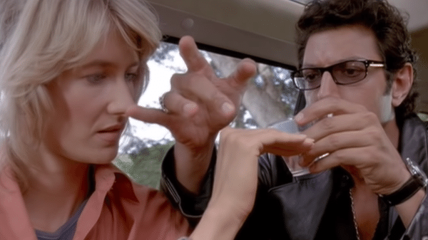 Laura Dern e Jeff Goldblum em 'Jurassic Park' (1993)