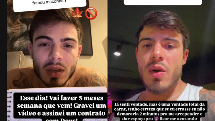 Thomaz Costa diz que está há 5 meses sem fumar maconha e sem sexo