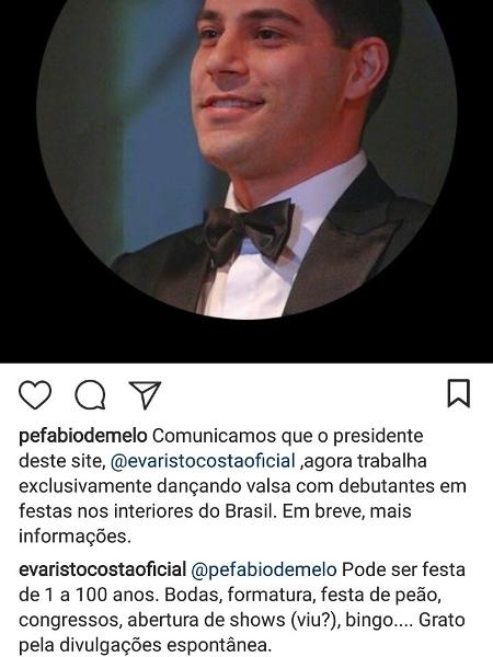 Padre Fábio de Melo tira sarro de traje de gala de Evaristo Costa - Reprodução/Instagram/evaristocostaoficial - Reprodução/Instagram/evaristocostaoficial