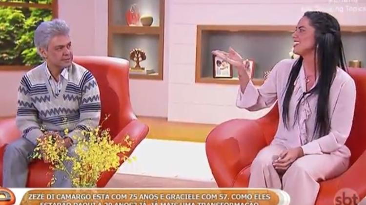Zezé e Graciele participam de quadro em que maquiagem os fez envelhecer 20 anos - Reprodução / SBT - Reprodução / SBT