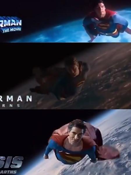 Três gerações de Superman são unidas por um voo sobre a Terra - Reprodução/Twitter