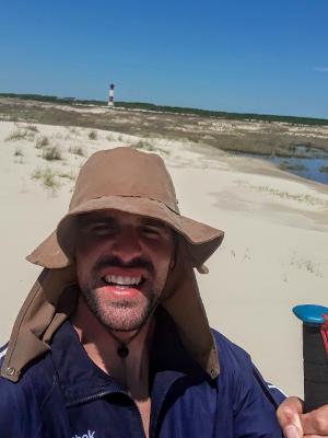 Gustavo durante a travessia da Praia do Cassino - Arquivo pessoal - Arquivo pessoal