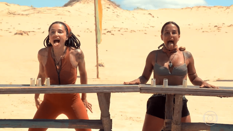 No Limite: Paula e Carol se enfrentaram no final da prova da comida - Reprodução/Globoplay - Reprodução/Globoplay