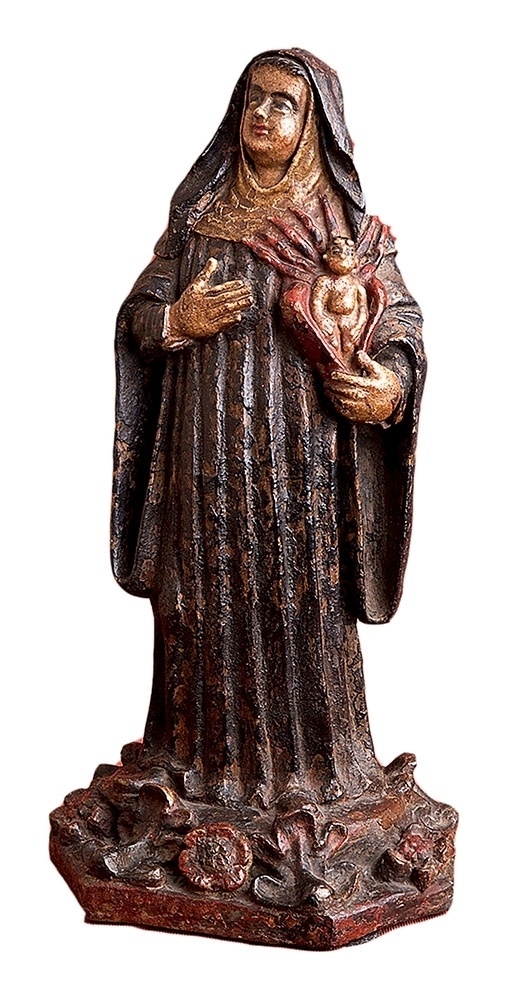 Santa Gertrudes, século 17, terracota. Mestre de Sorocaba - Divulgação