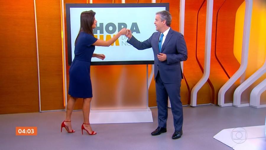 Sabina Simonato estreia no Hora 1 e ganha boas-vindas de Roberto Kovalick - Reprodução/TV Globo